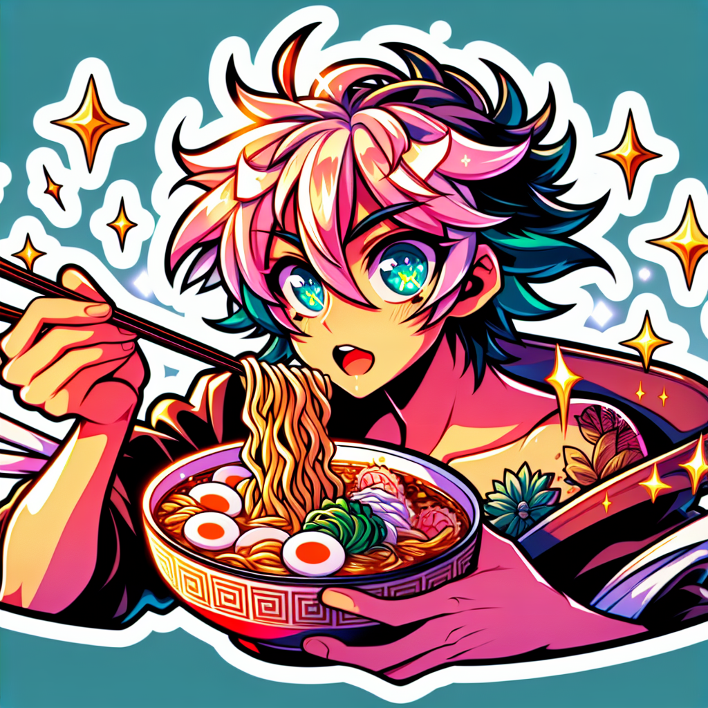 eating ramen in ai sticker